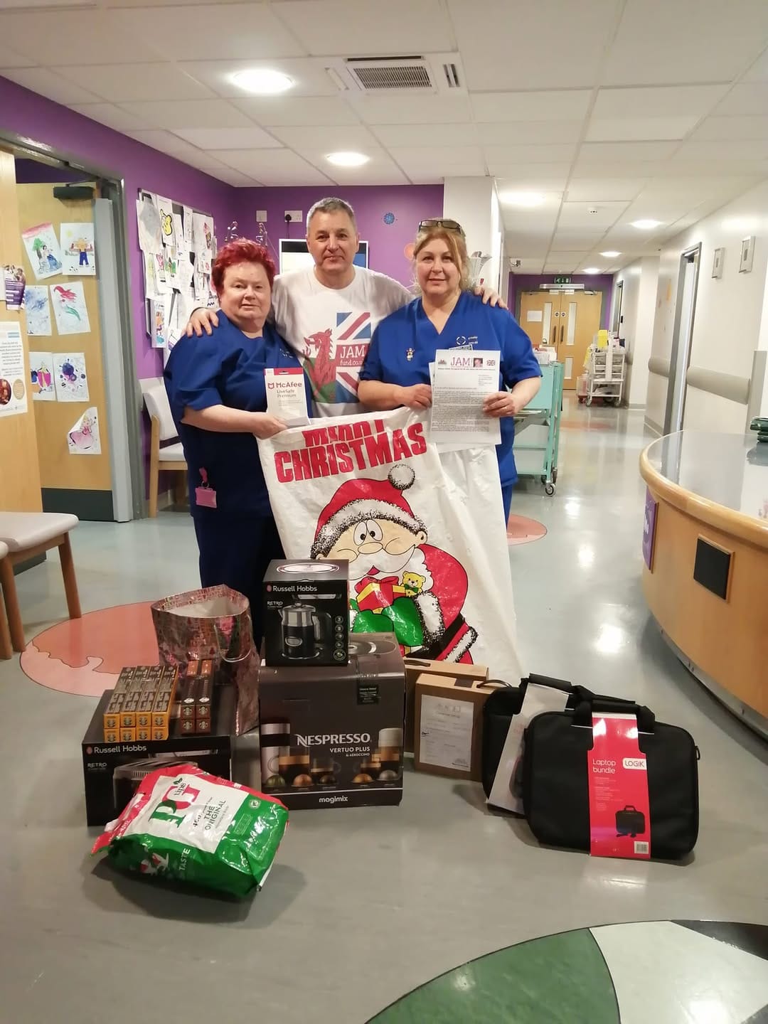 Delivering items to the nurses who cared for Jamie
