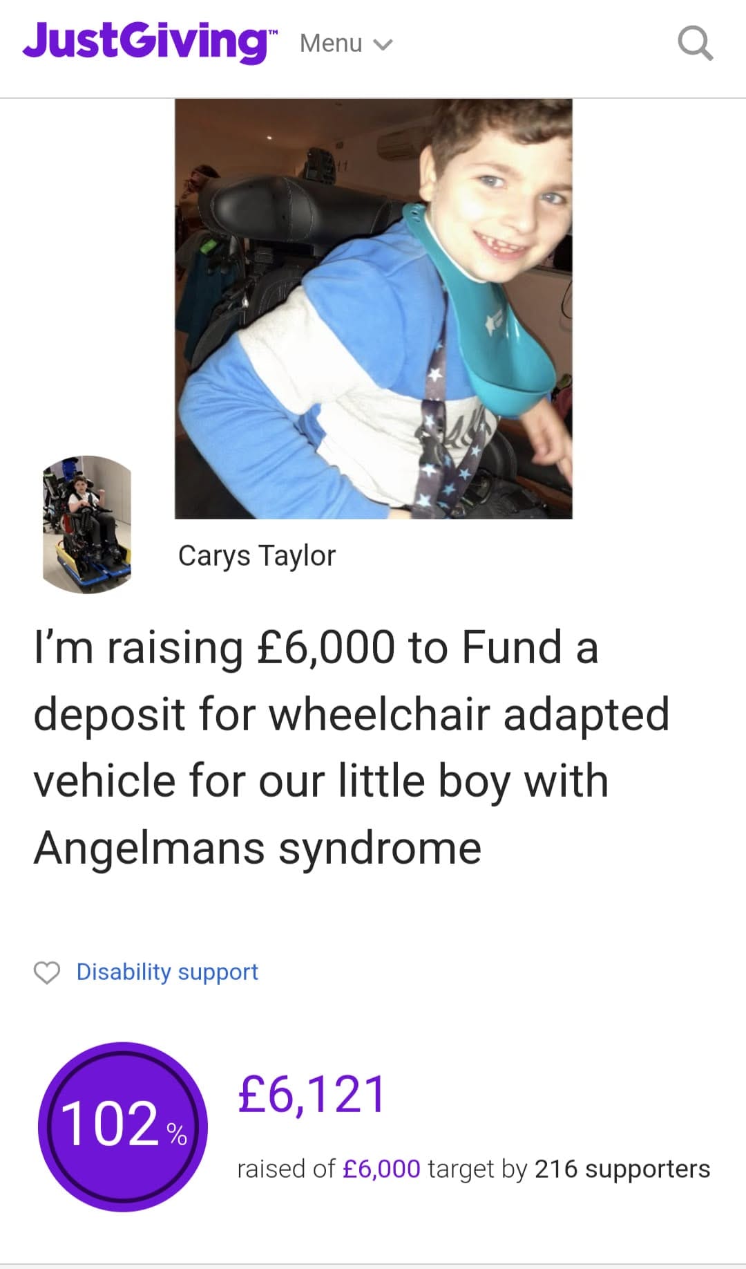Harry's WAV fully funded
