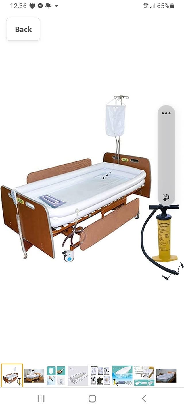 An inflatable bed bath for a young man in South Wales