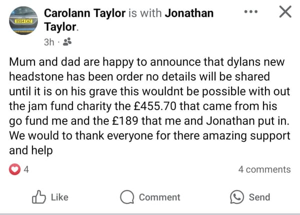 £1,555 donated by the JAM Fund